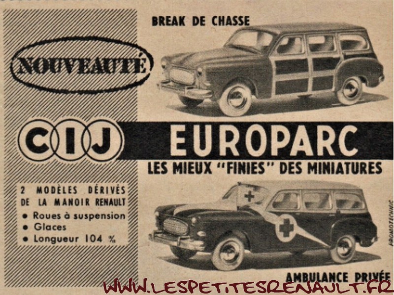 CIJ EUROPARC 1/43 Renault Manoir 1959 Break De Chasse Rouge Et Beige – Miniature Collection France